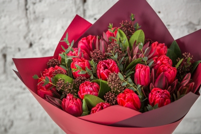 Pildīto tulpju pušķis "DESIRE"