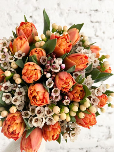 Pildīto tulpju pušķis "ORANGE"