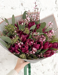 Pildīto tulpju pušķis "PURPLE DREAM"